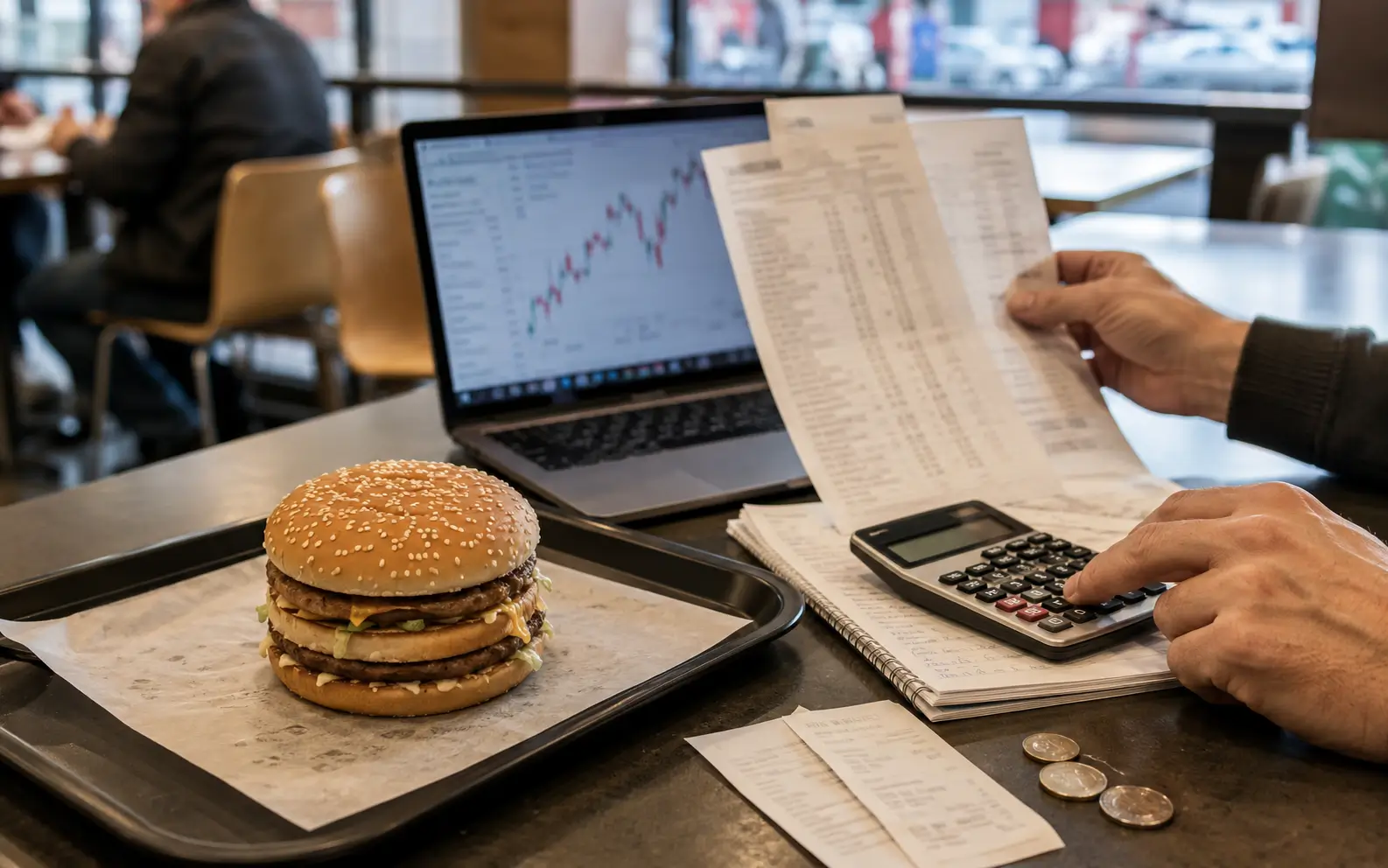 Editorial image illustrating Burgernomics and purchasing power